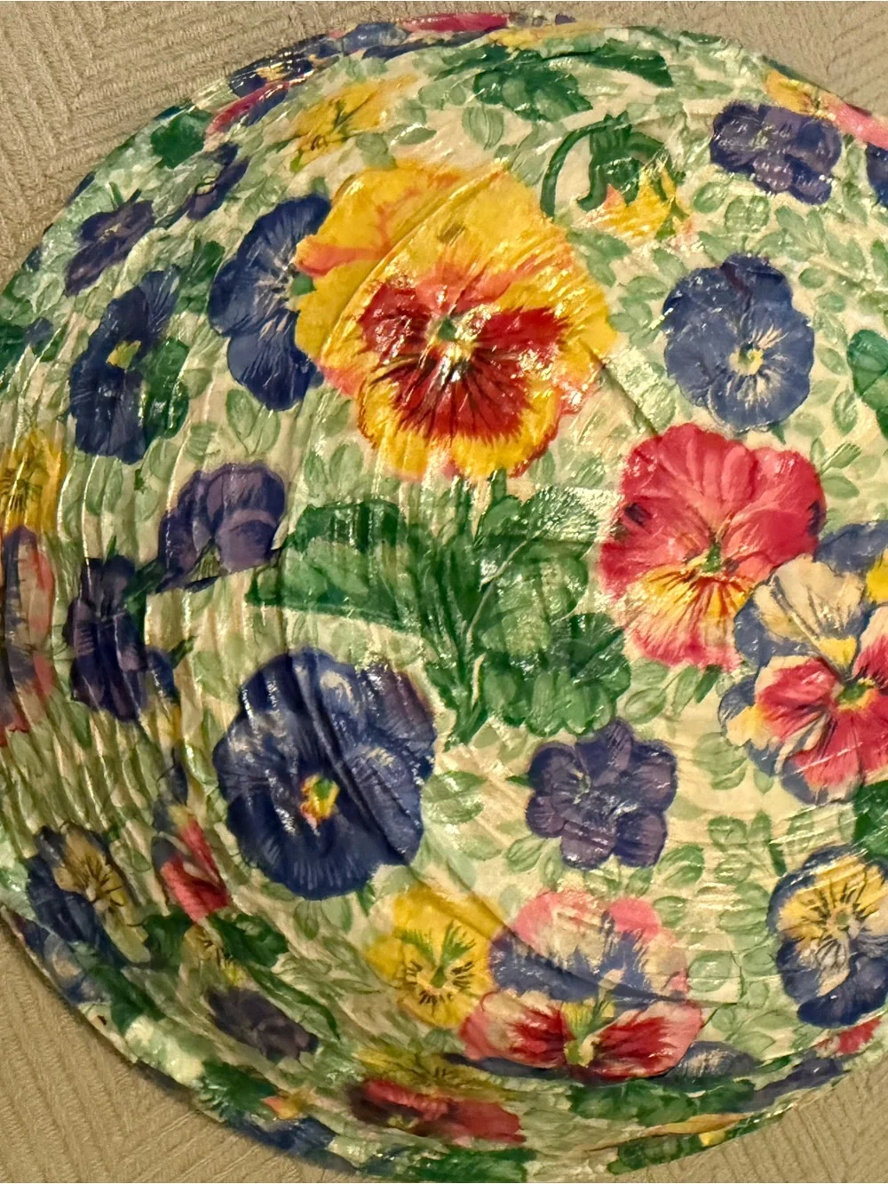 Original Use Floral Pansy Pattern Decorative Bowls in Pink, Yellow, Blue, Green